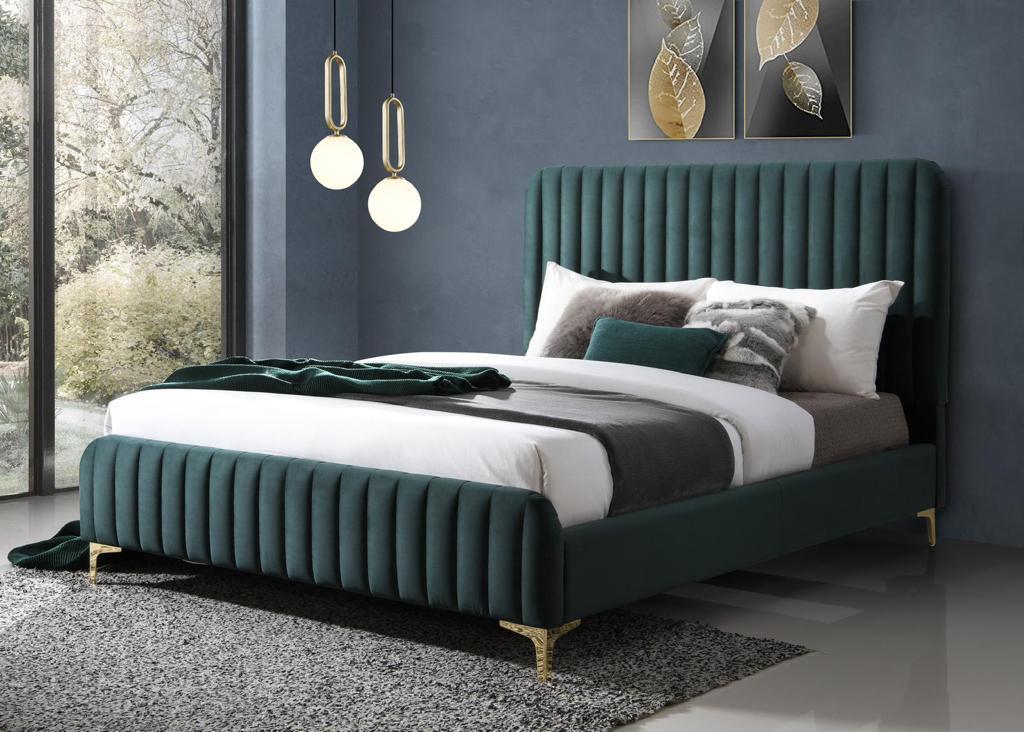 Green Naia Double Bed Frame + Mattress