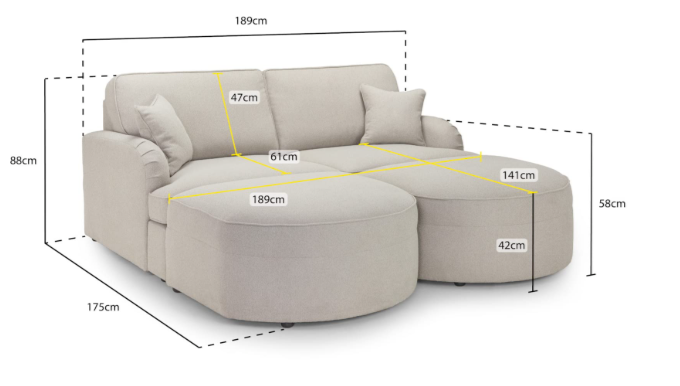 Erin Sofa + 2 Stools